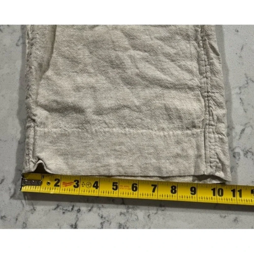 Banana Republic Wide Leg Crop Pants Womens Large Beige Linen Relaxed Fit Coastal
